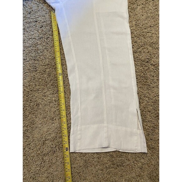 Nic + ZOE Pants Womens Size 12 Wide Leg Linen Blend White Stretch Elastic Waist - Picture 11 of 12